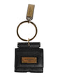 Dolce & Gabbana Black Leather Strap Gold Metal Logo Plaque Airpods Case
