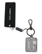 Dolce & Gabbana Gray Black DG Rubber Logo Silver Men's Keychain Keyring