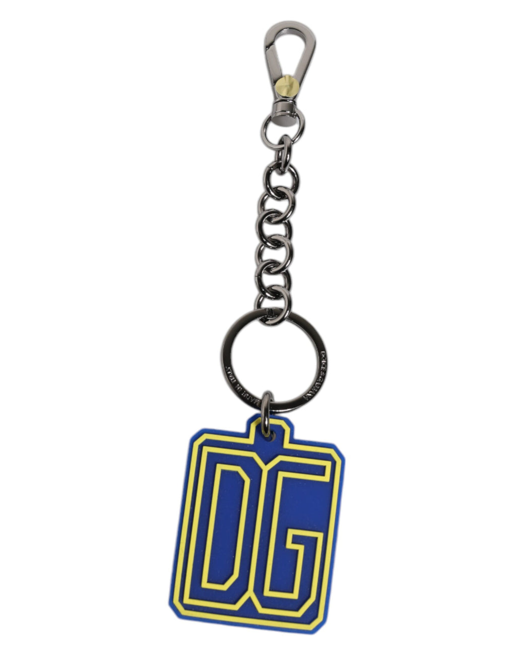 Blå Gul DG Gummi Logo Sølv Herre Nøkkelring