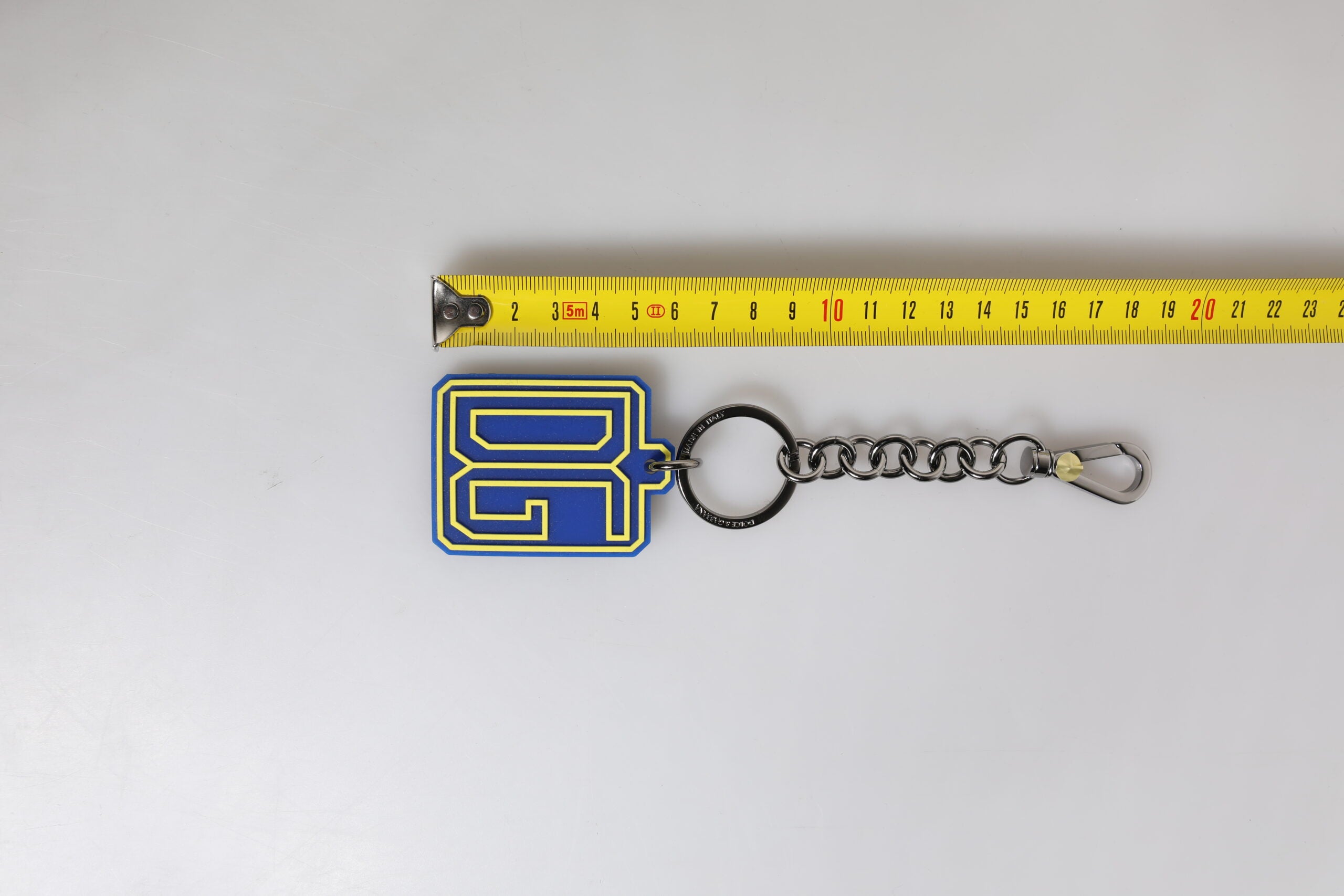 Blå Gul DG Gummi Logo Sølv Herre Nøkkelring