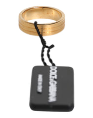 Dolce & Gabbana Gold Tone Brass Red Crystal DG Logo Ring