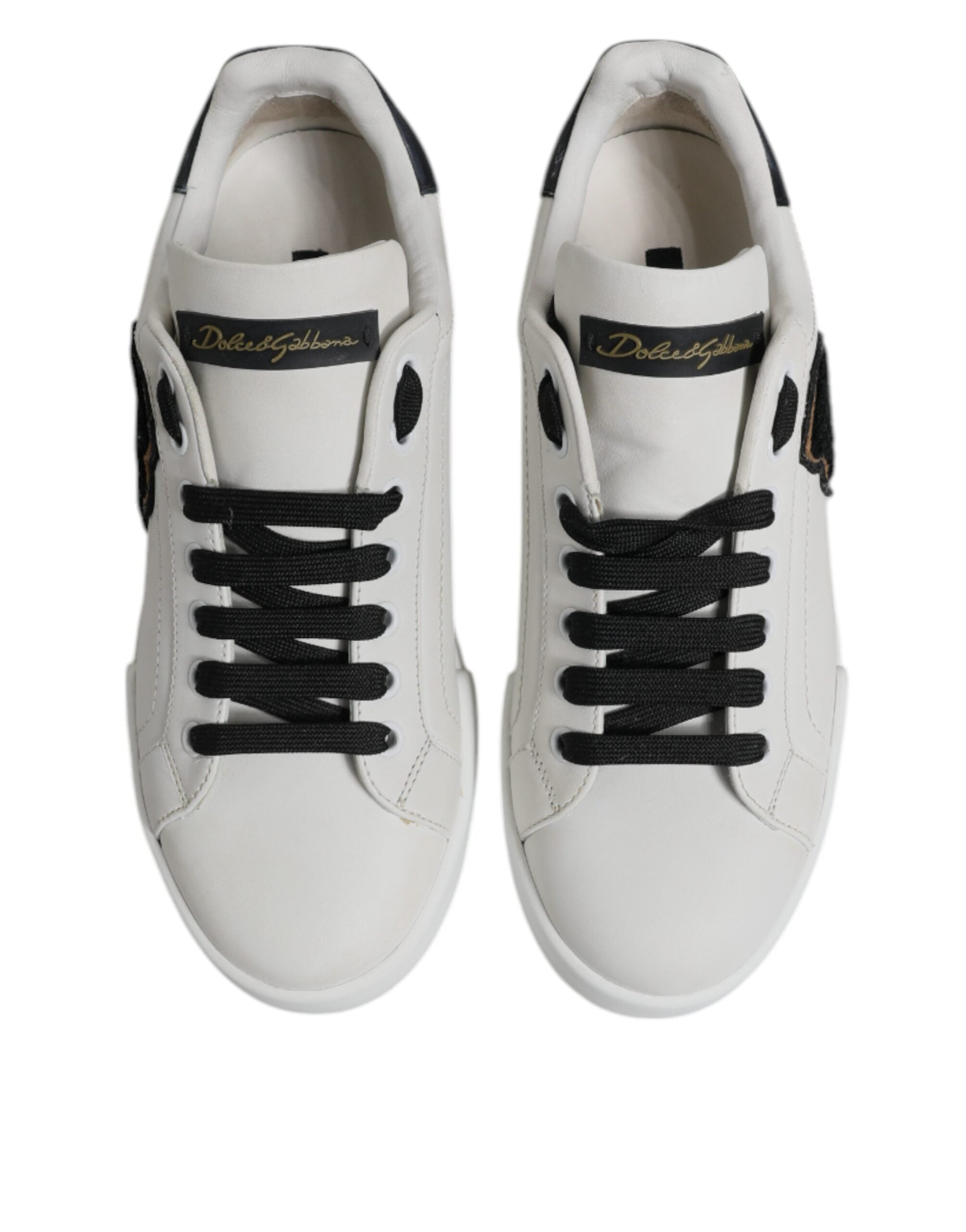 Dolce & Gabbana White Leather DG Logo Low Top Sneakers Shoes