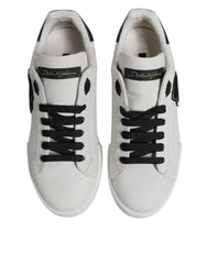 Dolce & Gabbana White Leather DG Logo Low Top Sneakers Shoes