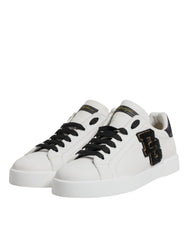 Dolce & Gabbana White Leather DG Logo Low Top Sneakers Shoes