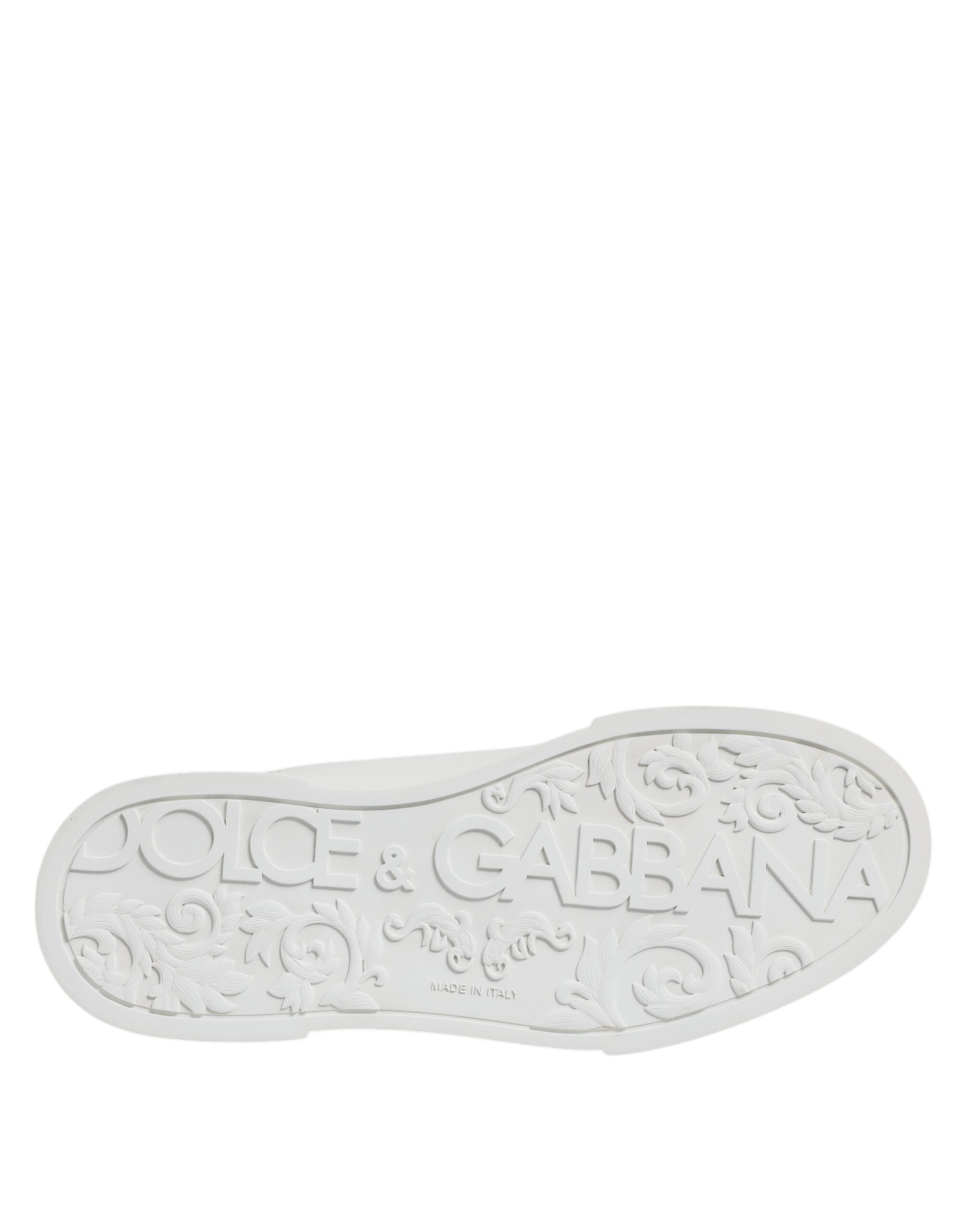 Dolce & Gabbana White Leather DG Logo Low Top Sneakers Shoes
