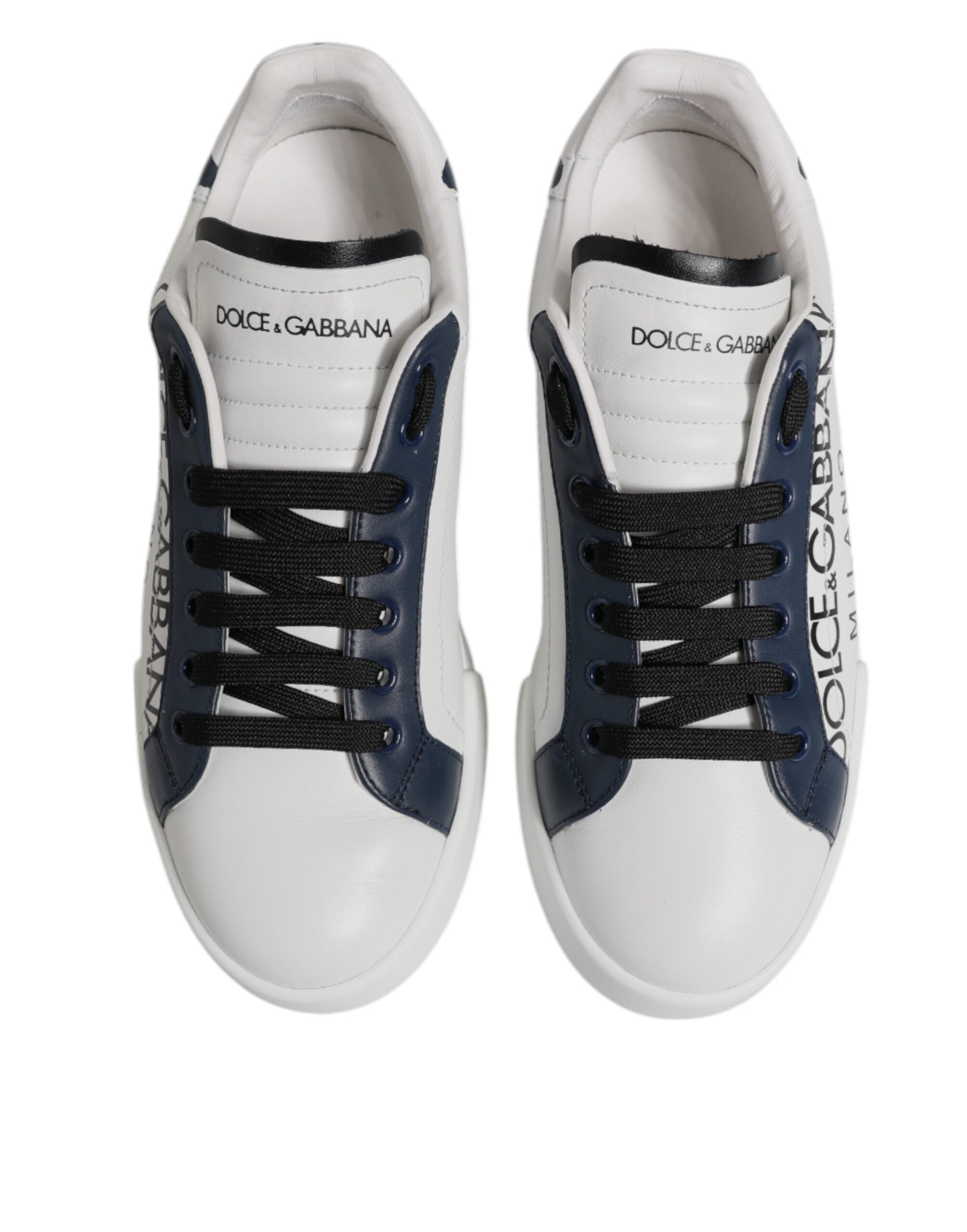 Dolce & Gabbana White Blue Crown Low Top Men Sneakers Shoes