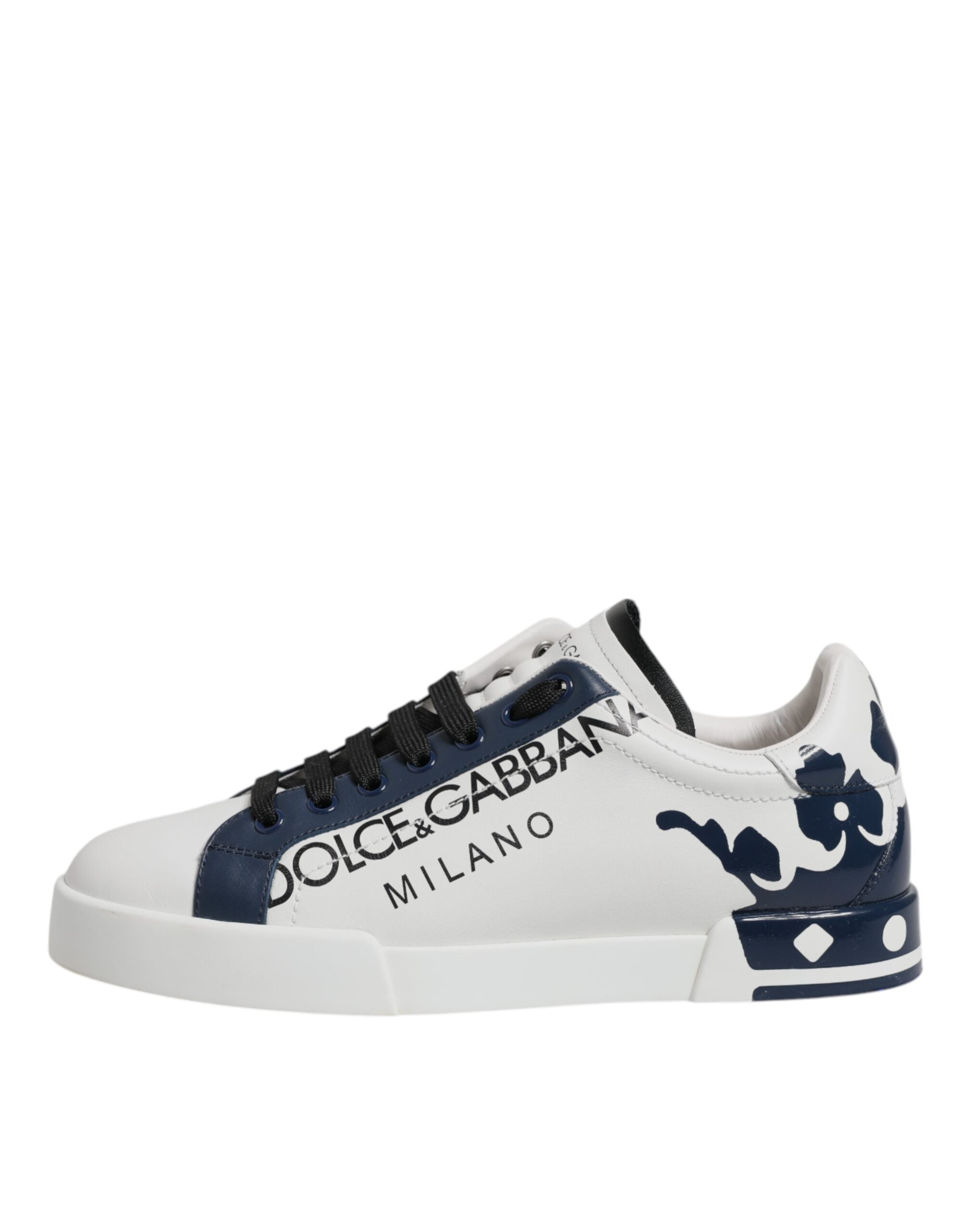 Dolce & Gabbana White Blue Crown Low Top Men Sneakers Shoes