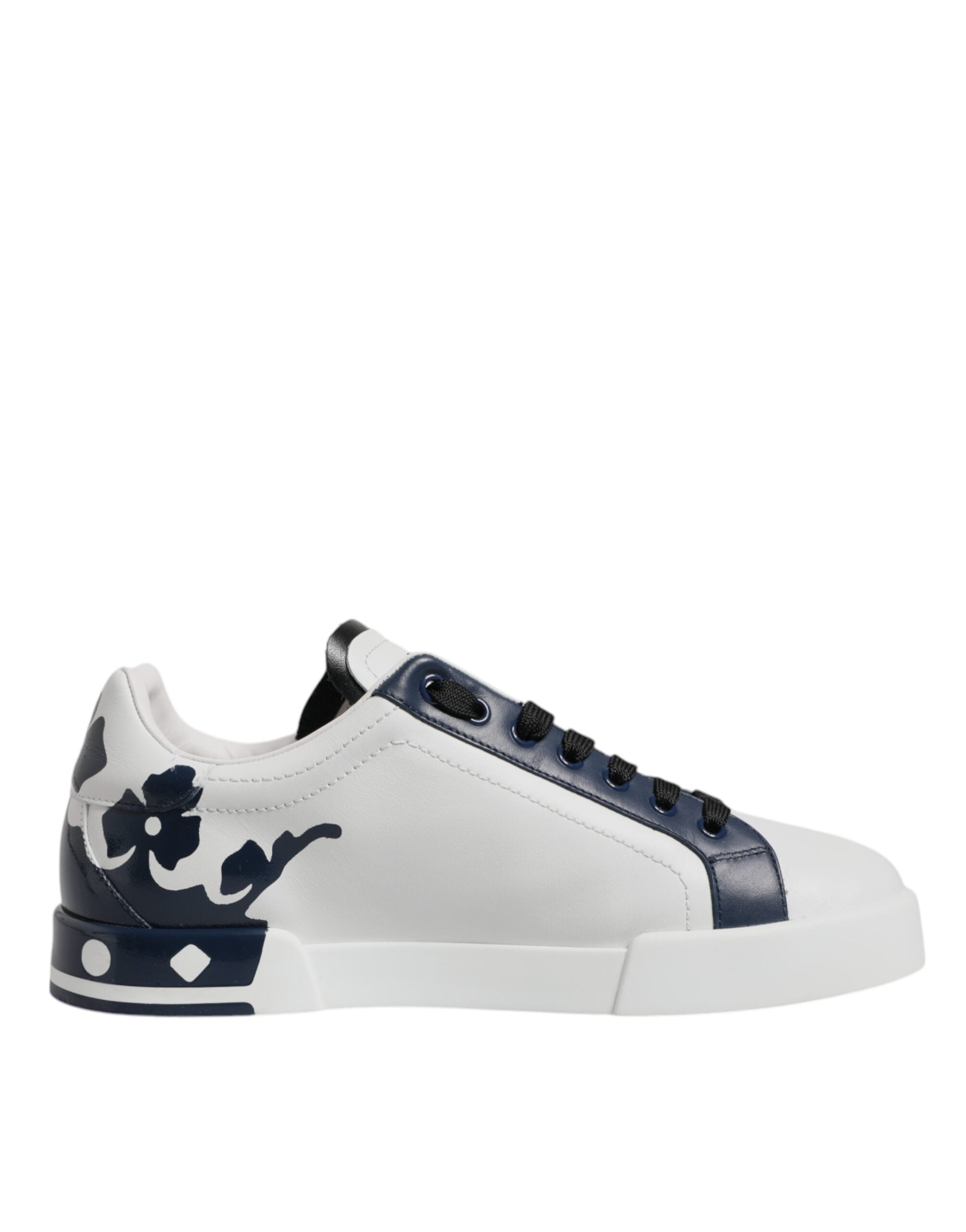Dolce & Gabbana White Blue Crown Low Top Men Sneakers Shoes