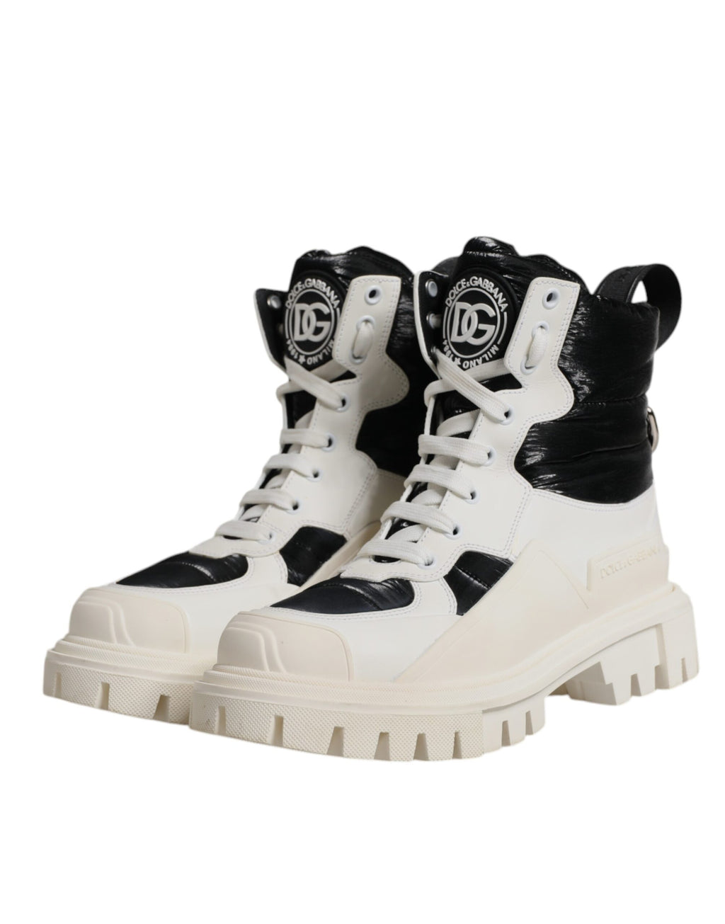 Vita Vadderade Mid-Cat Boots Snörstövlar