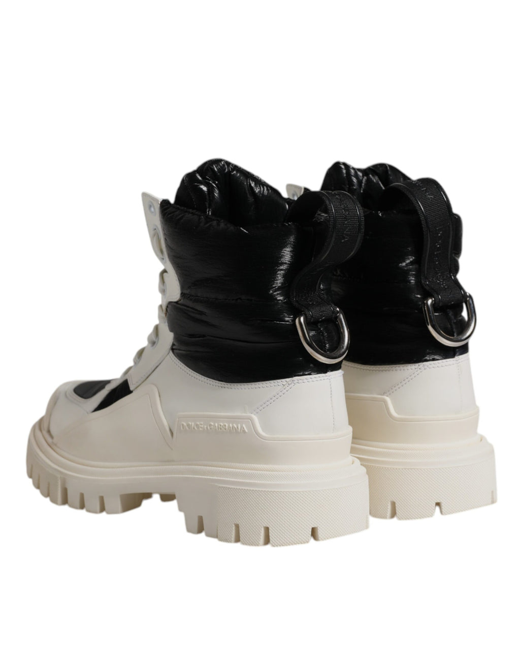 Vita Vadderade Mid-Cat Boots Snörstövlar