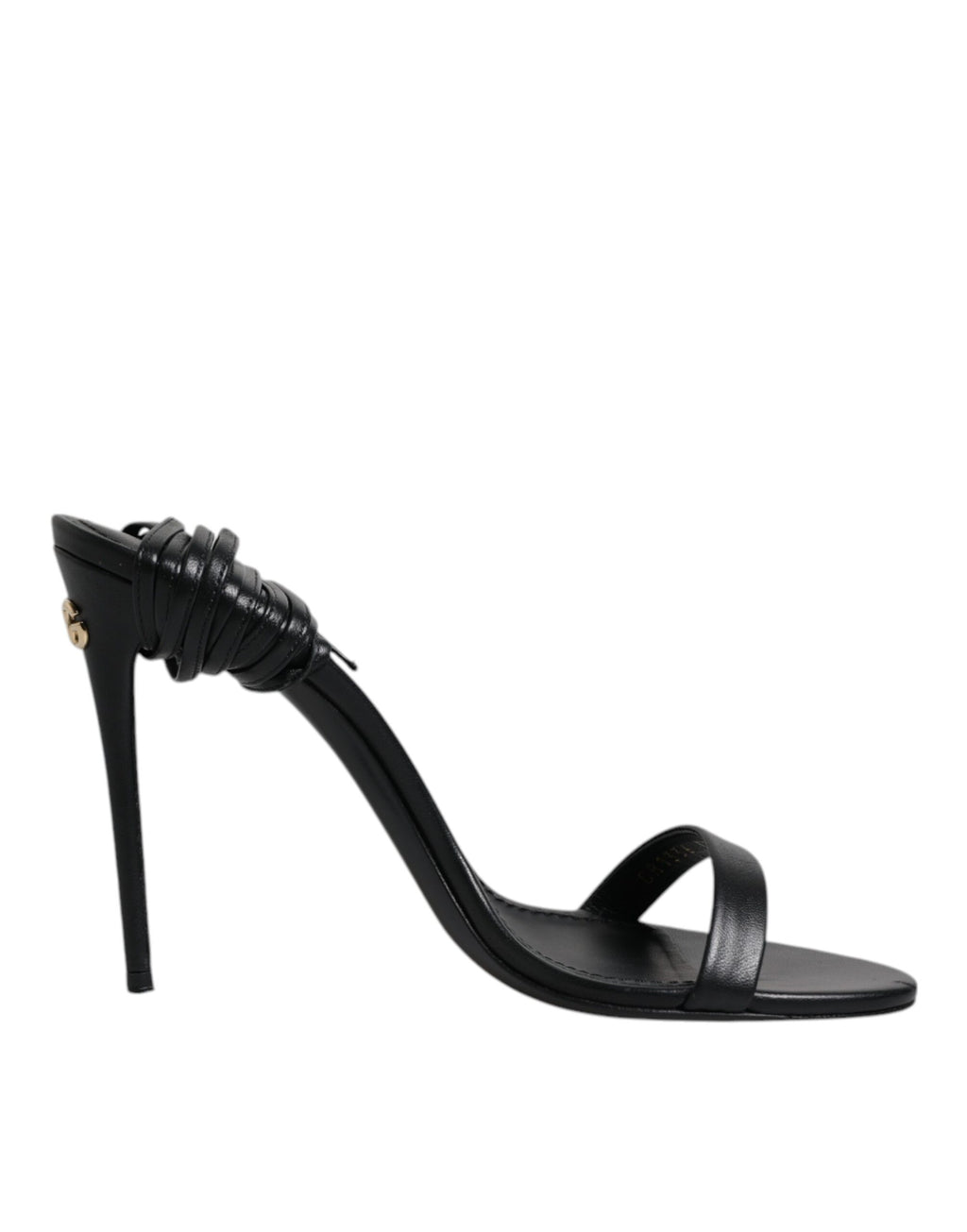 Svarte skinnsandaler med stiletthæl og sko