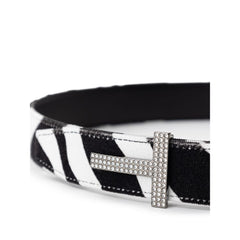 Tom Ford Black And White Leather Regular Belt