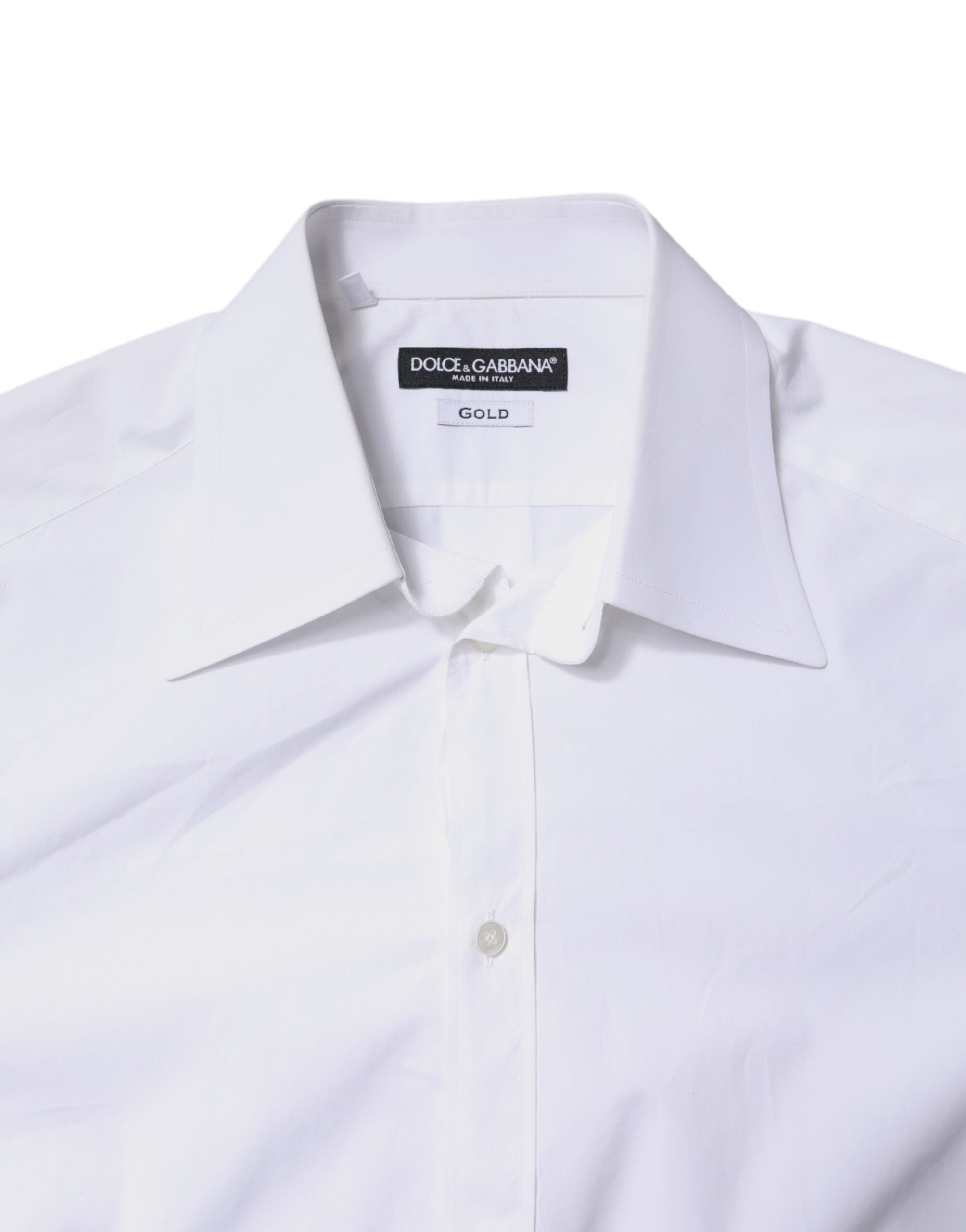 Dolce & Gabbana White Cotton GOLD Dress Formal Shirt