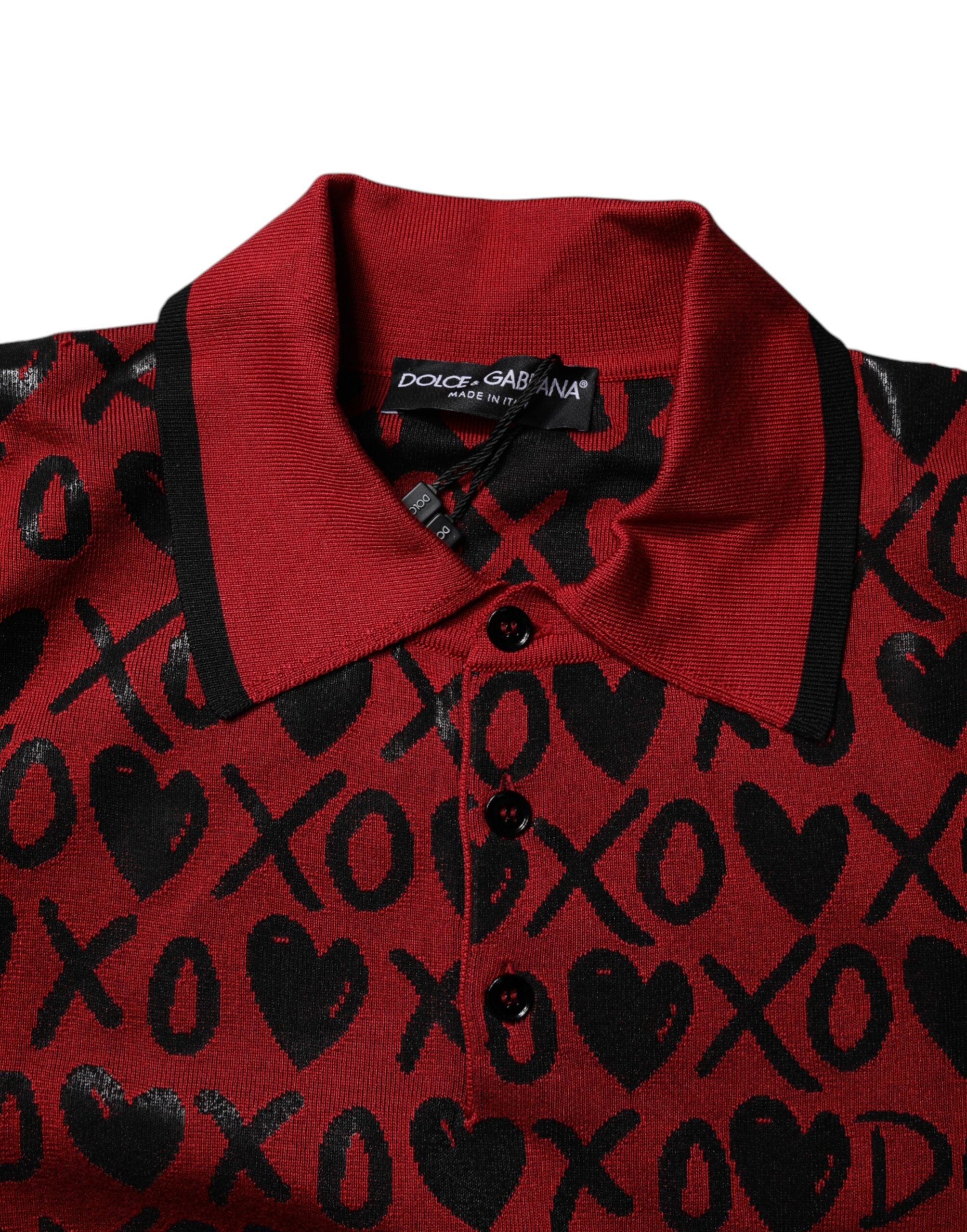 Röd bomulls-XOXO-polo med krage