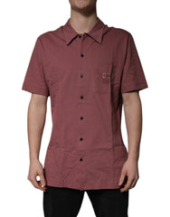 Dolce & Gabbana Dark Pink Button Down Casual Polo Men Shirt