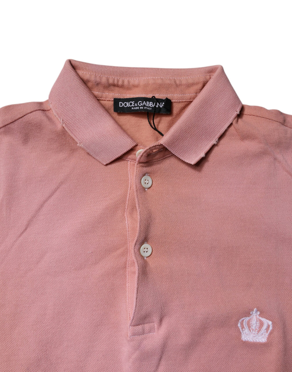 Rosa bomulls-t-shirt med kronkrage