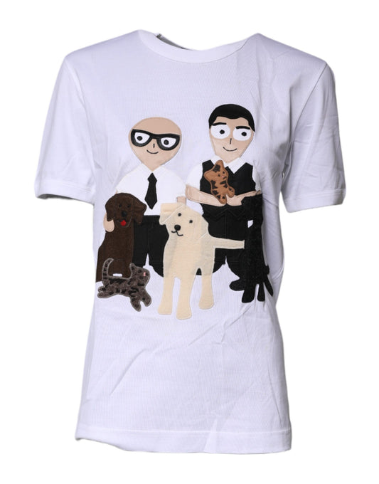Dolce &amp; Gabbana Hvit #DGFamily Bomulls-T-skjorte med rund hals