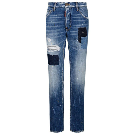 Dsquared² Blå bomulls herrjeans med slim fit