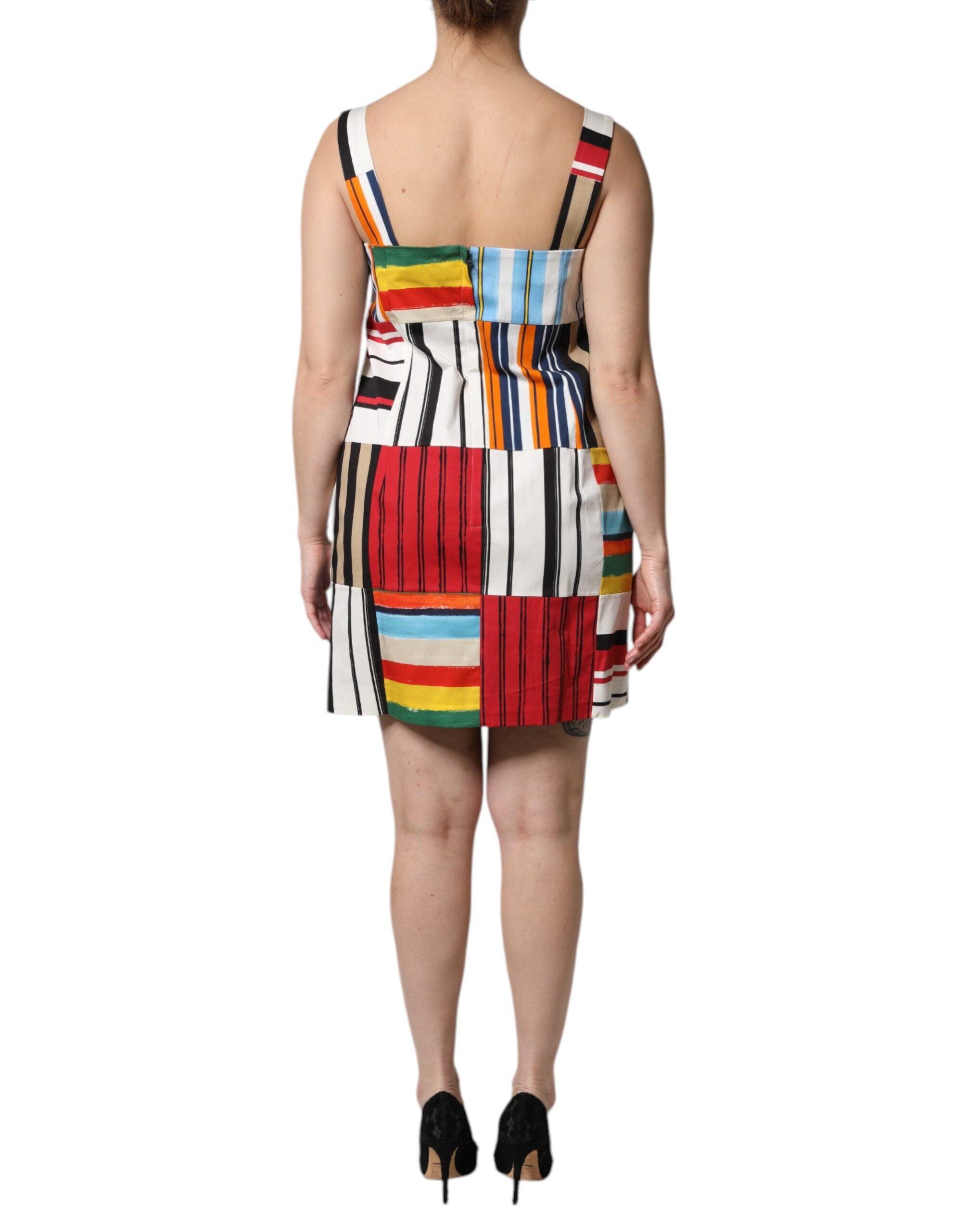 Dolce & Gabbana Multicolor Cotton Stripe Sleeveless Dress