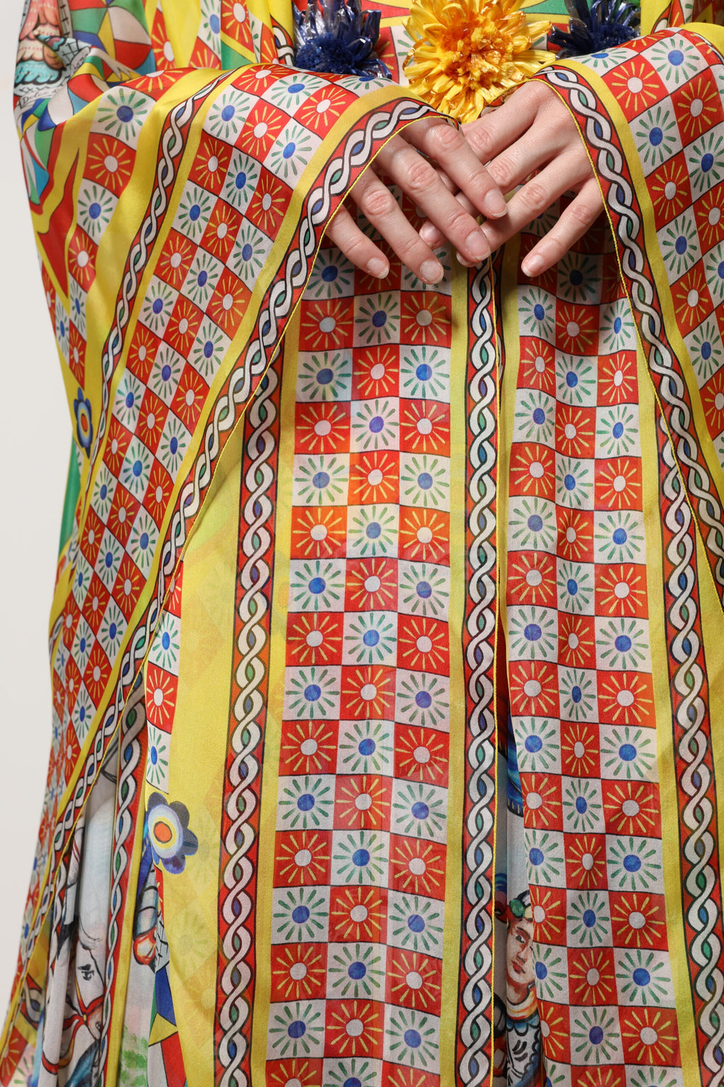 Flerfärgad Carretto-mönstrad kaftanklänning i twill