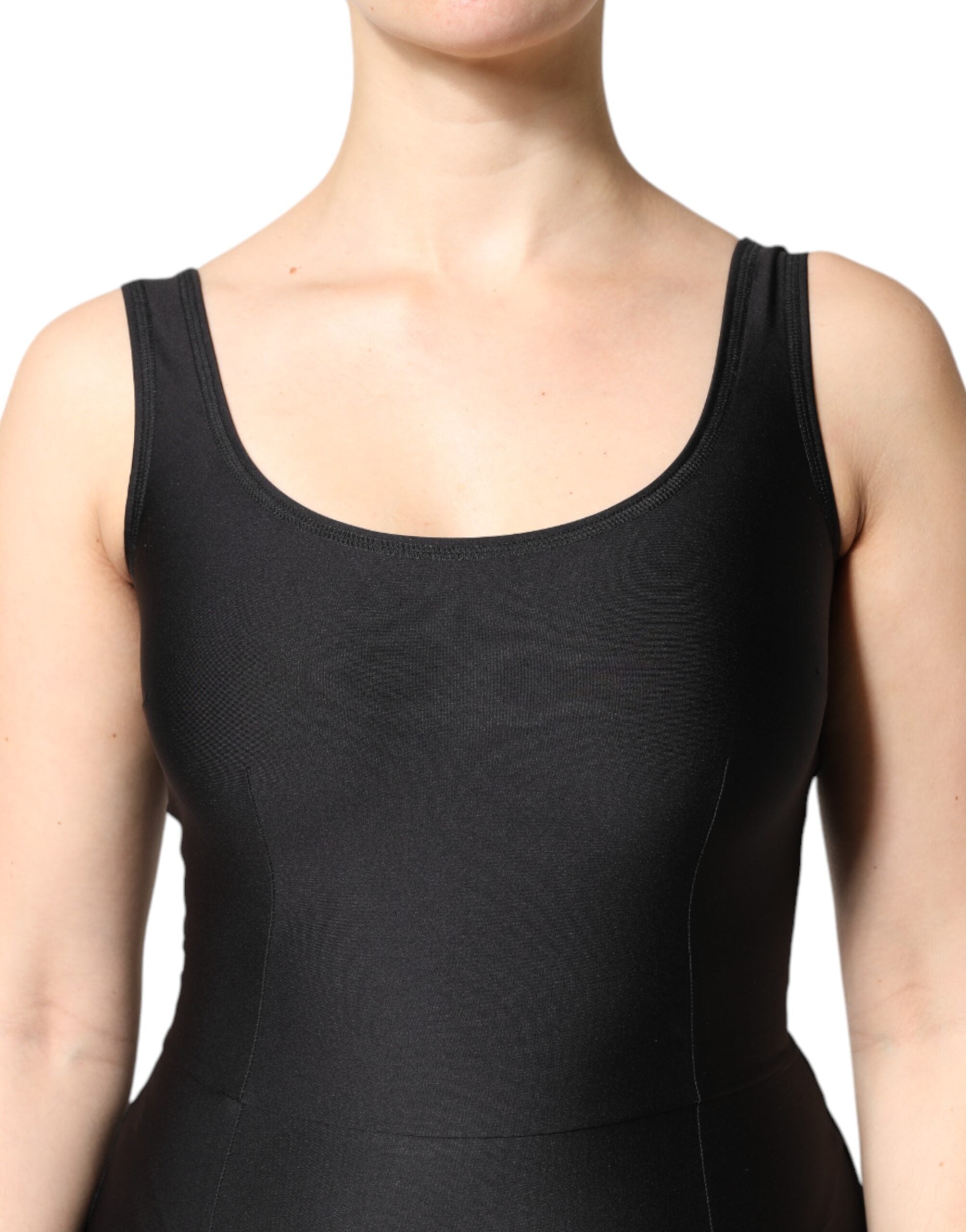 Svart ärmlös bodycon jumpsuitklänning för kvinnor