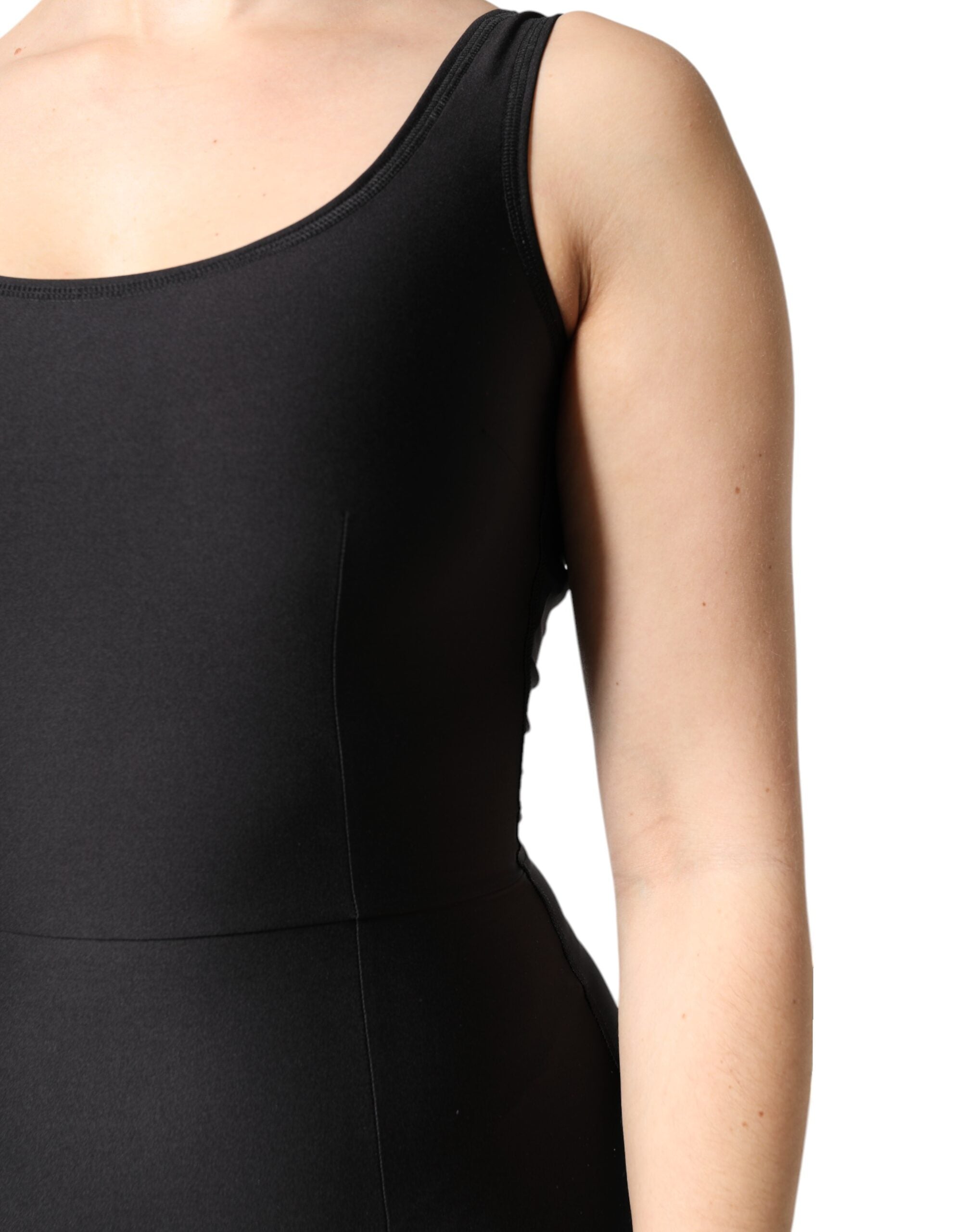 Svart ärmlös bodycon jumpsuitklänning för kvinnor
