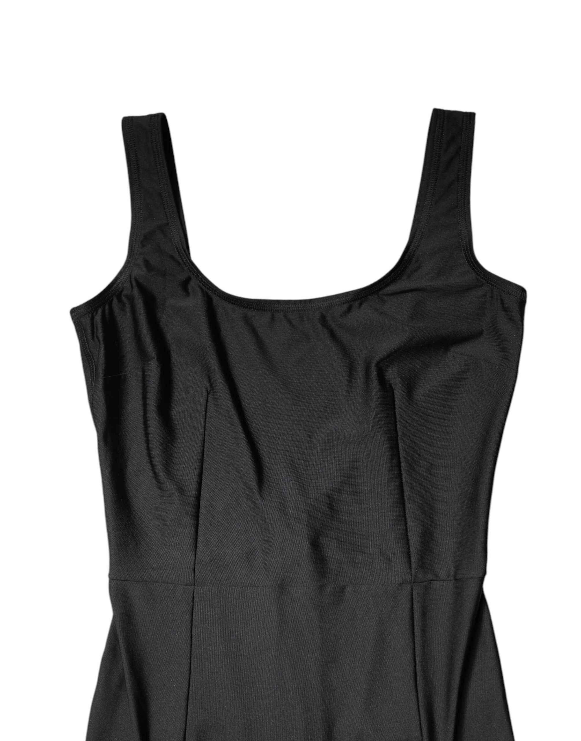 Svart ärmlös bodycon jumpsuitklänning för kvinnor