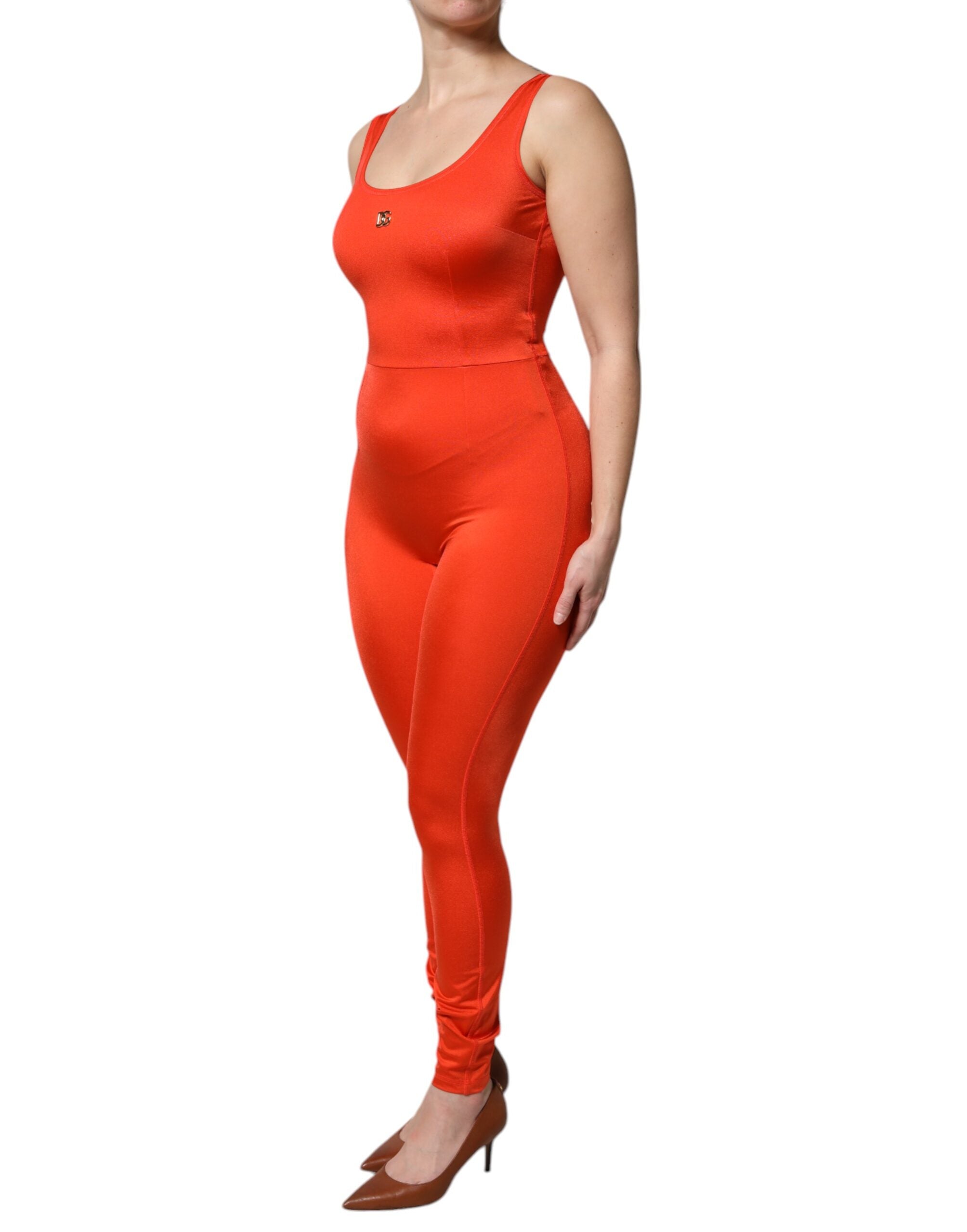 Orange Ärmlös Bodycon Jumpsuit Klänning