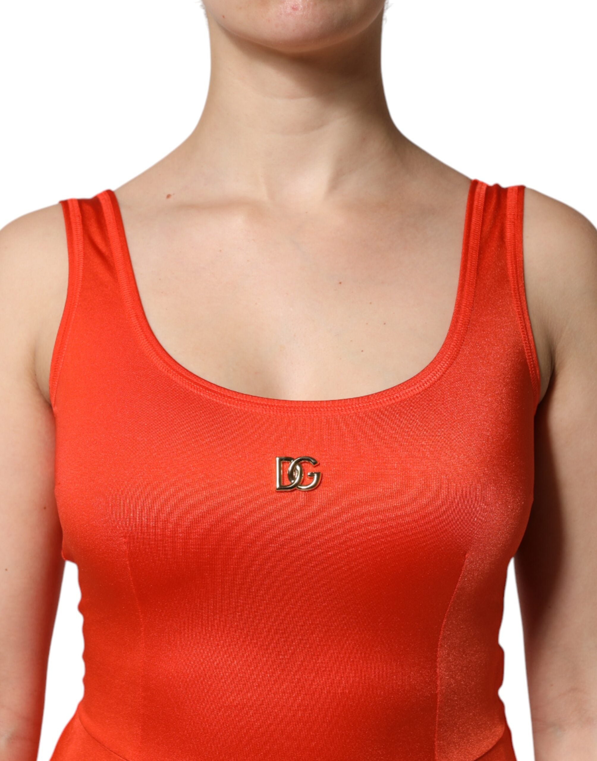 Orange Ärmlös Bodycon Jumpsuit Klänning