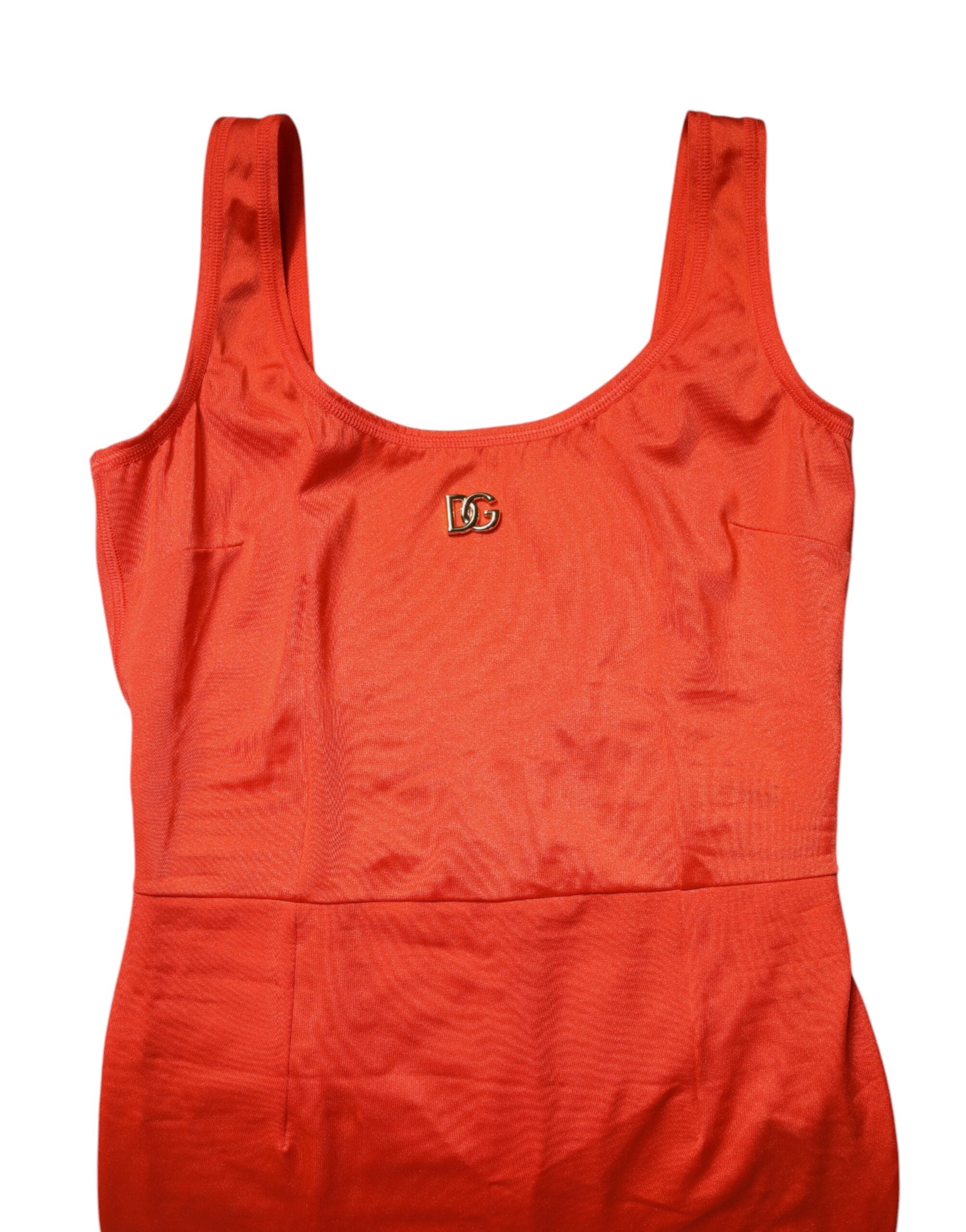 Orange Ärmlös Bodycon Jumpsuit Klänning