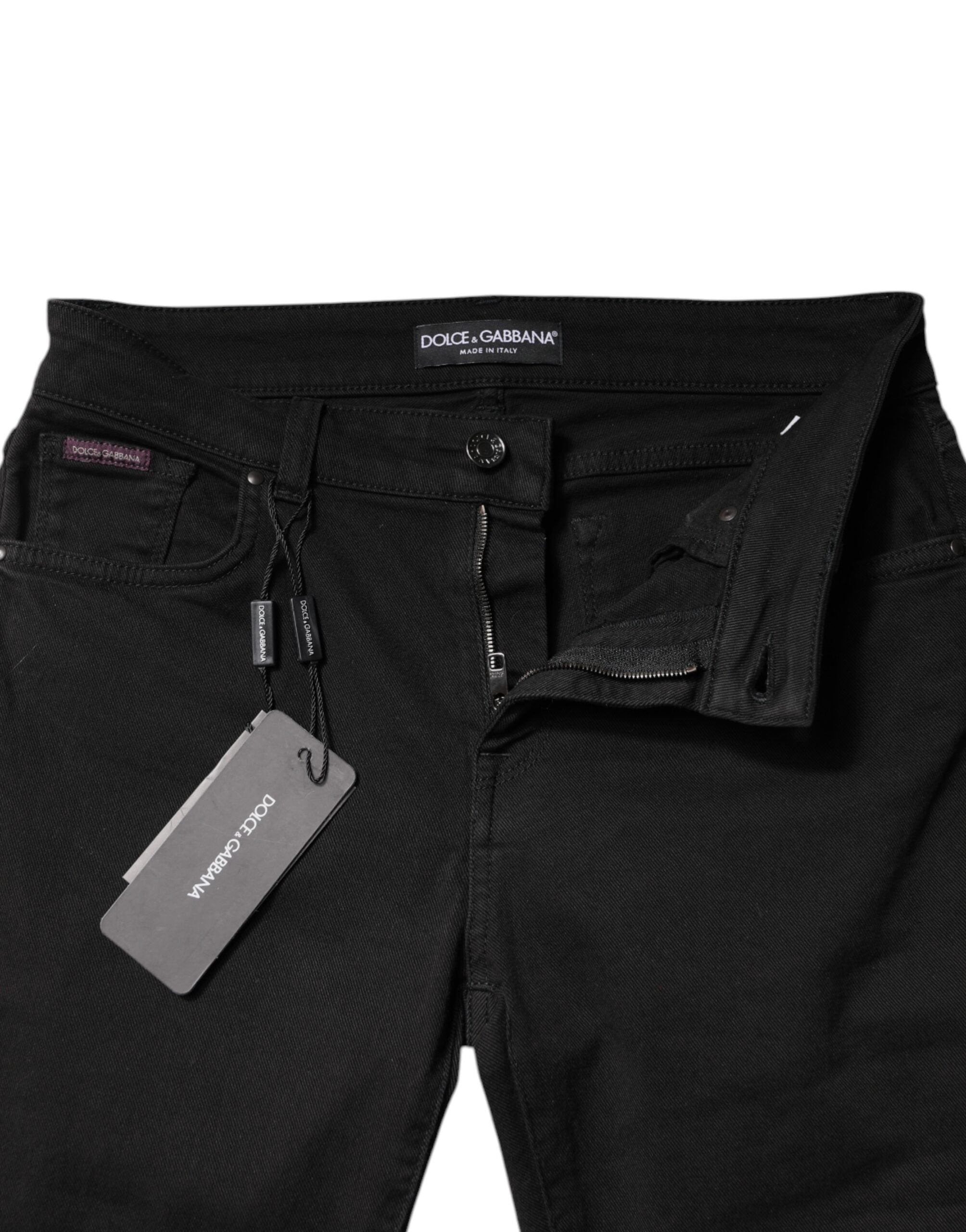 Svarta skinny jeans med medelhög midja i bomull