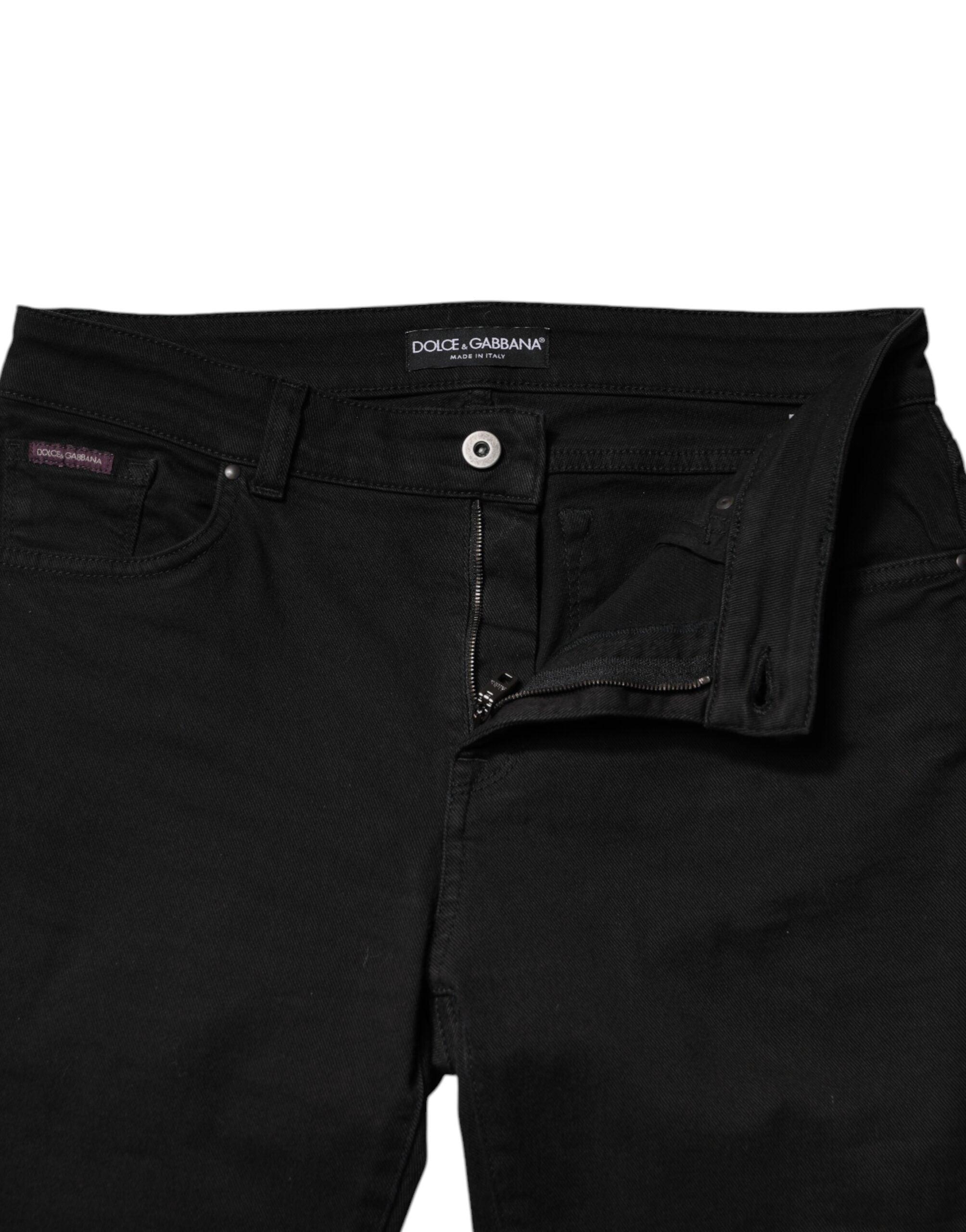 Svarta skinny jeans med medelhög midja i bomull