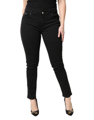 Dolce & Gabbana Black Cotton Mid Waisted Skinny Denim Jeans