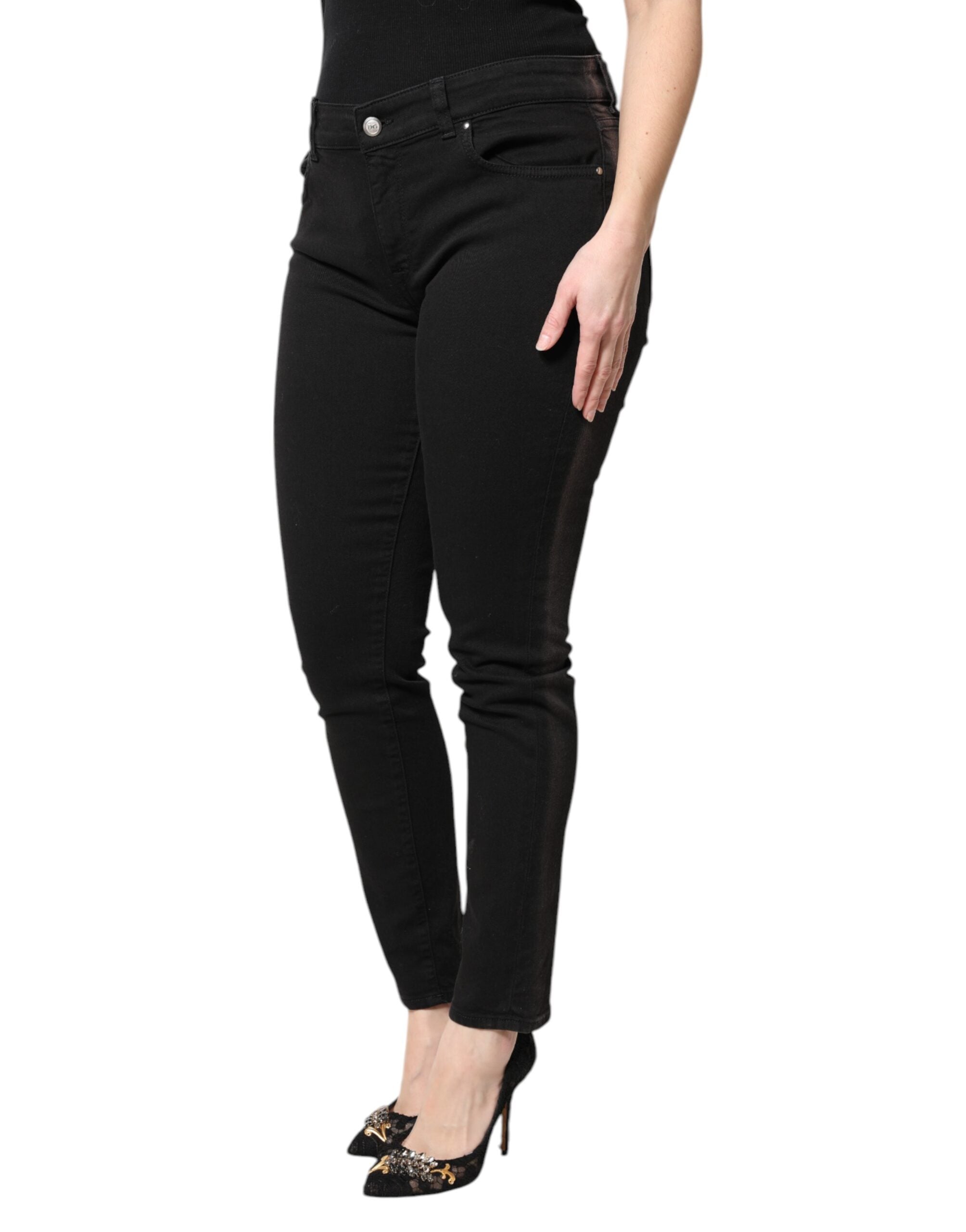 Svarta skinny jeans med medelhög midja i bomull