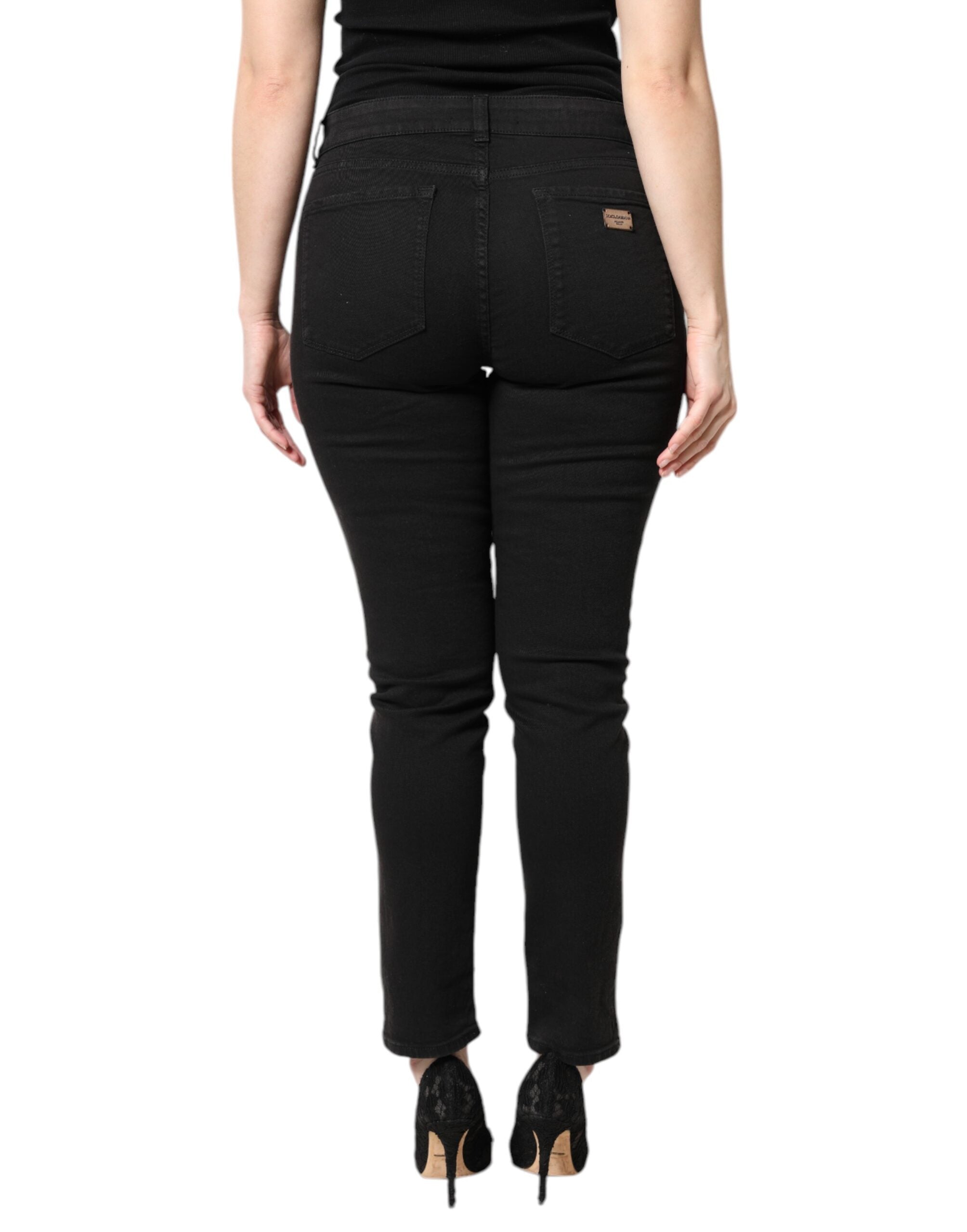 Svarta skinny jeans med medelhög midja i bomull