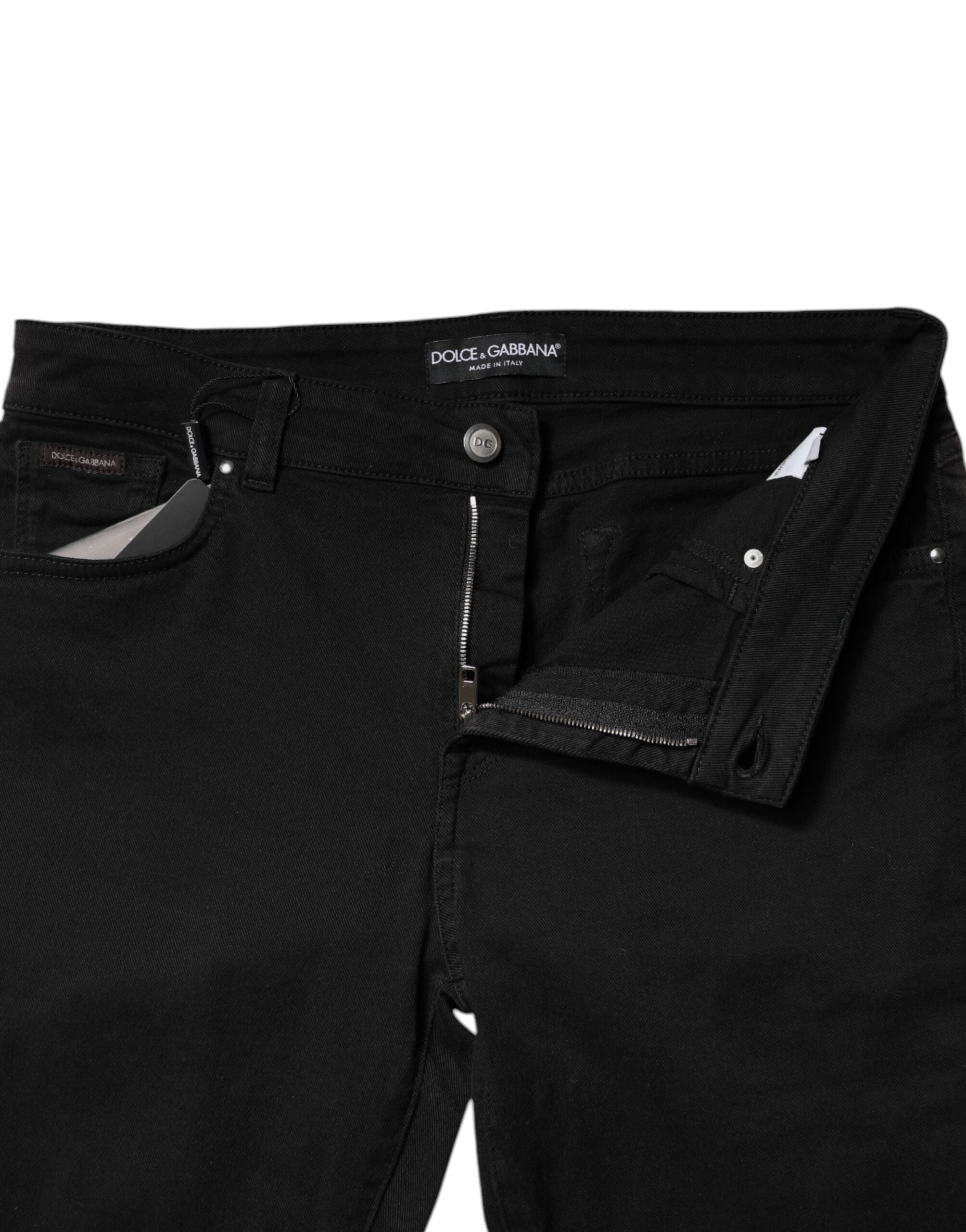 Svarta skinny jeans med medelhög midja i bomull