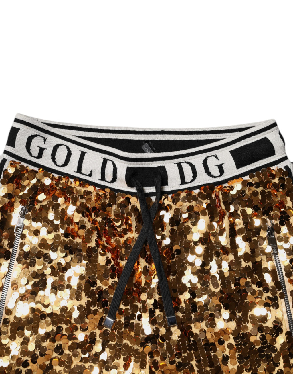 Metallic Gold DG Logo Paljettmönstrade Joggingbyxor