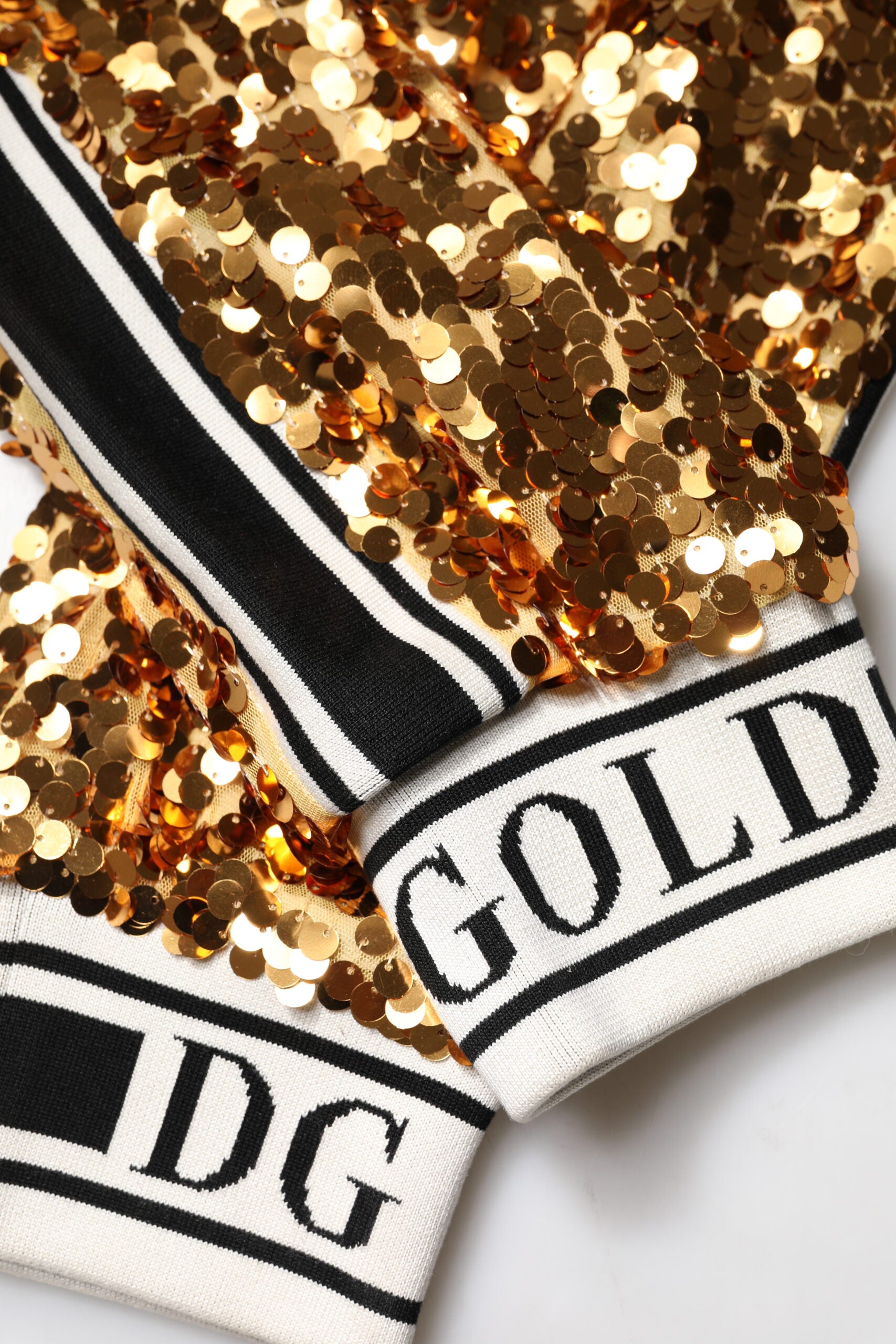 Metallic Gold DG Logo Paljettmönstrade Joggingbyxor