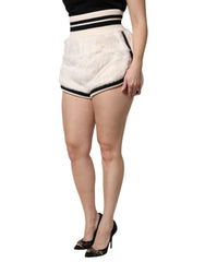 Dolce & Gabbana White Faux Fur High Waisted Hot Pants Short
