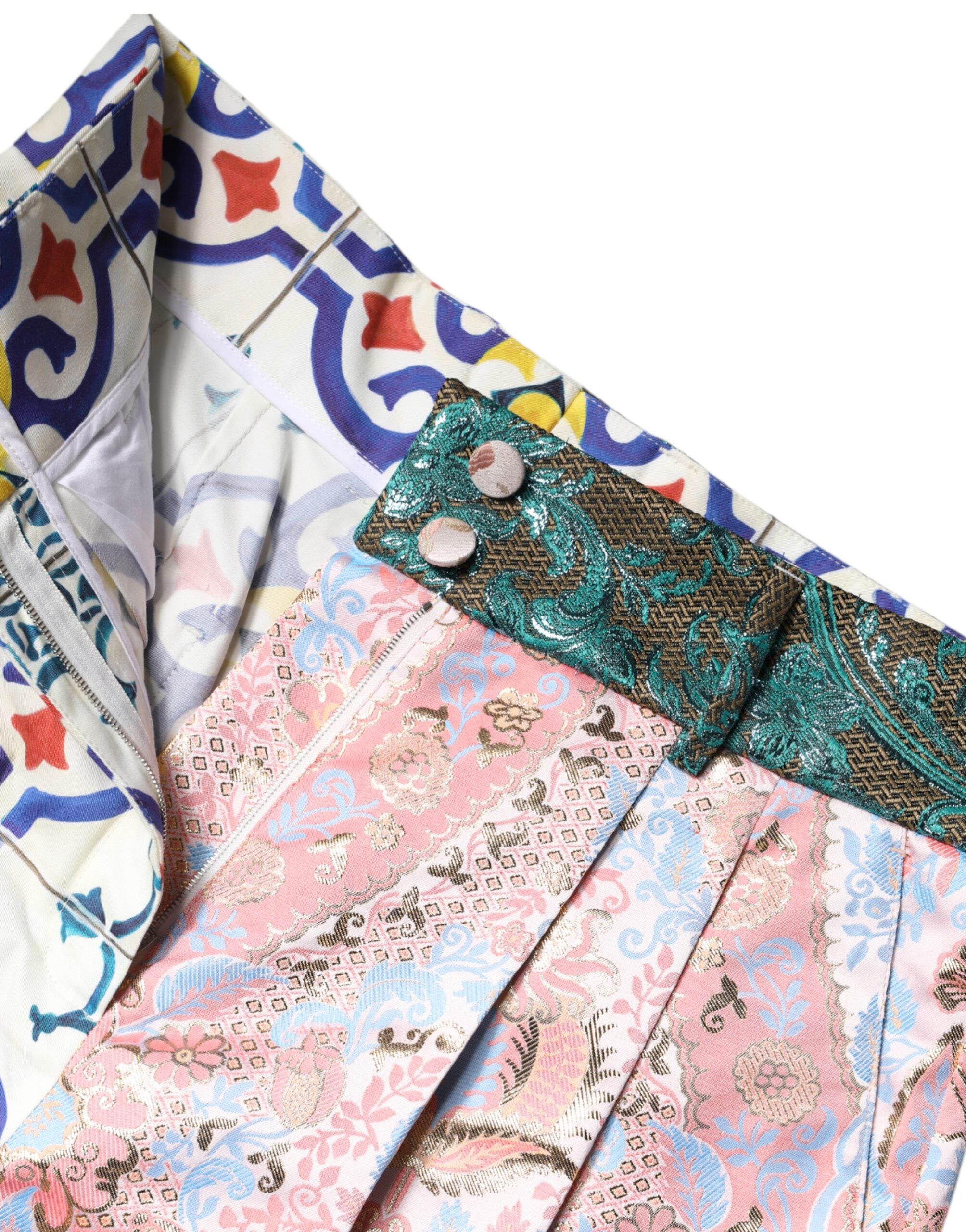 Flerfargede bomullslappete hotpants-shorts