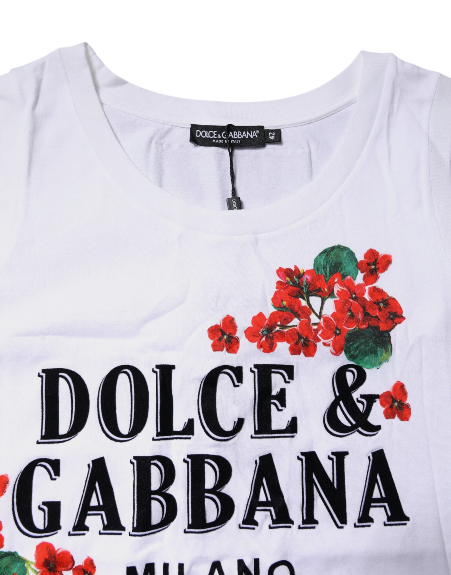 Dolce &amp; Gabbana Vit Blommig Ärmlös T-shirt i Bomull
