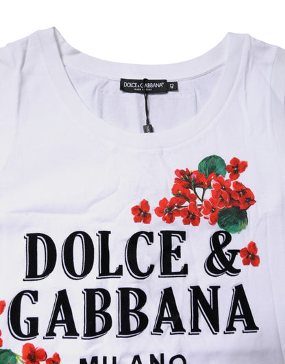 Dolce &amp; Gabbana Vit Blommig Ärmlös T-shirt i Bomull