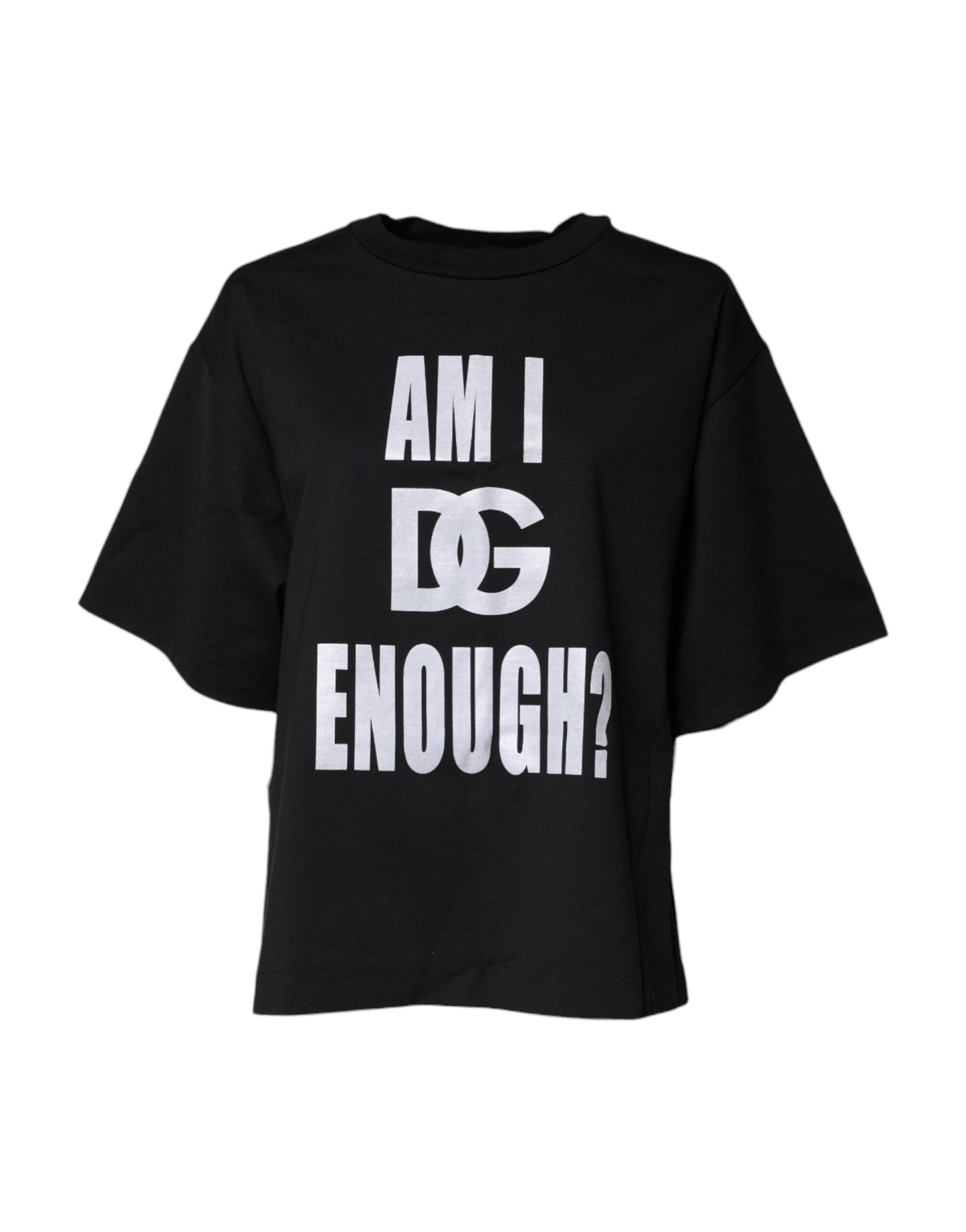 Dolce &amp; Gabbana svart t-shirt med rund hals och tryck i bomull