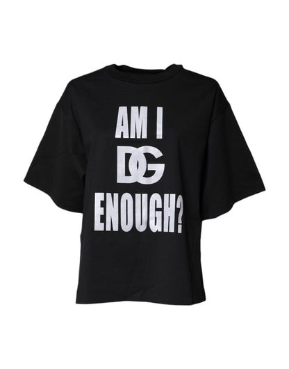 Dolce &amp; Gabbana svart t-shirt med rund hals och tryck i bomull