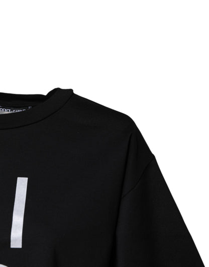 Dolce &amp; Gabbana svart t-shirt med rund hals och tryck i bomull