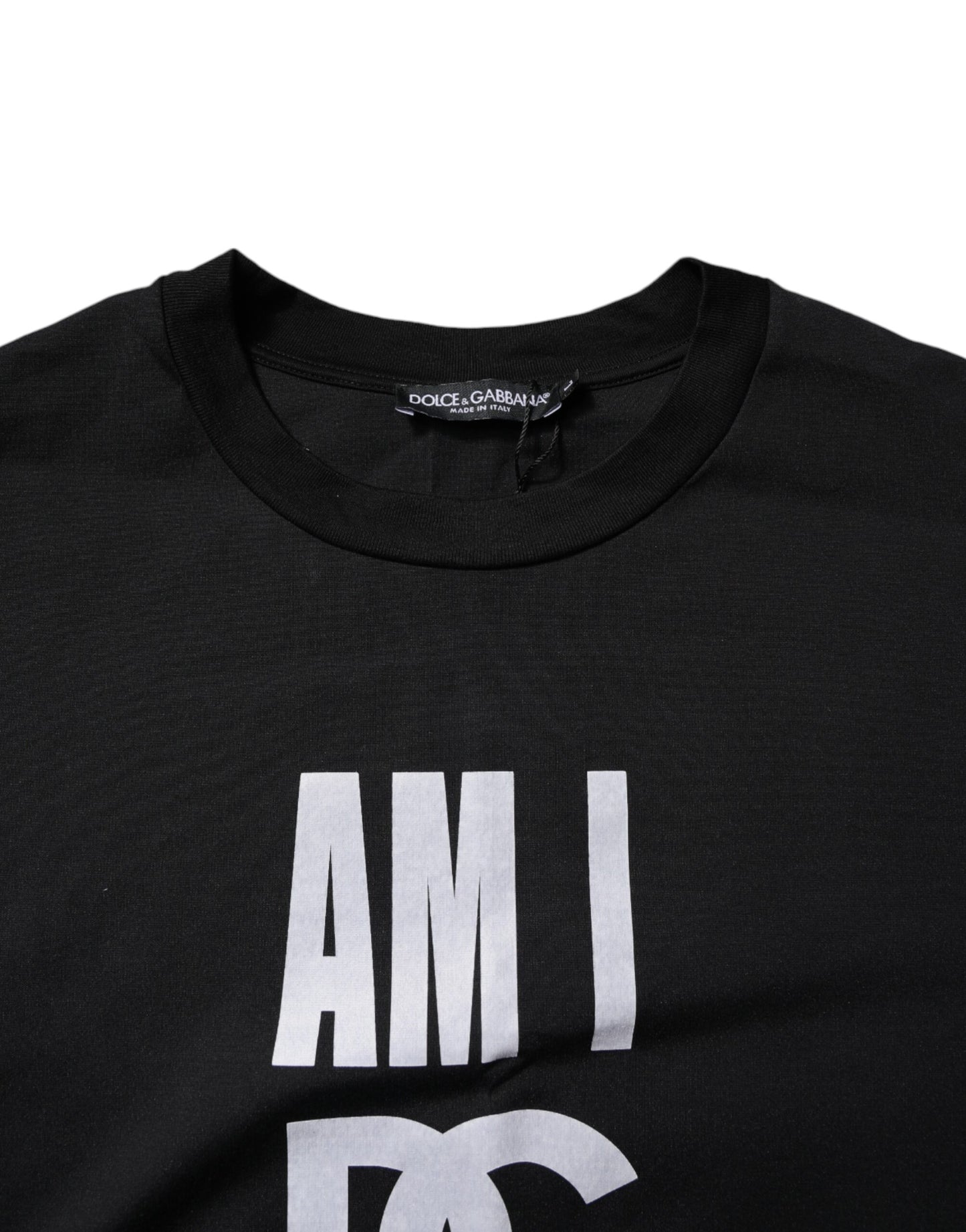 Dolce &amp; Gabbana svart t-shirt med rund hals och tryck i bomull