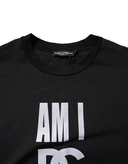 Dolce &amp; Gabbana svart t-shirt med rund hals och tryck i bomull