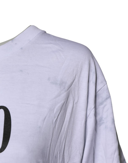 Dolce &amp; Gabbana Vit Mönstrad Snörad Bomulls-T-shirt Med Rund Hals
