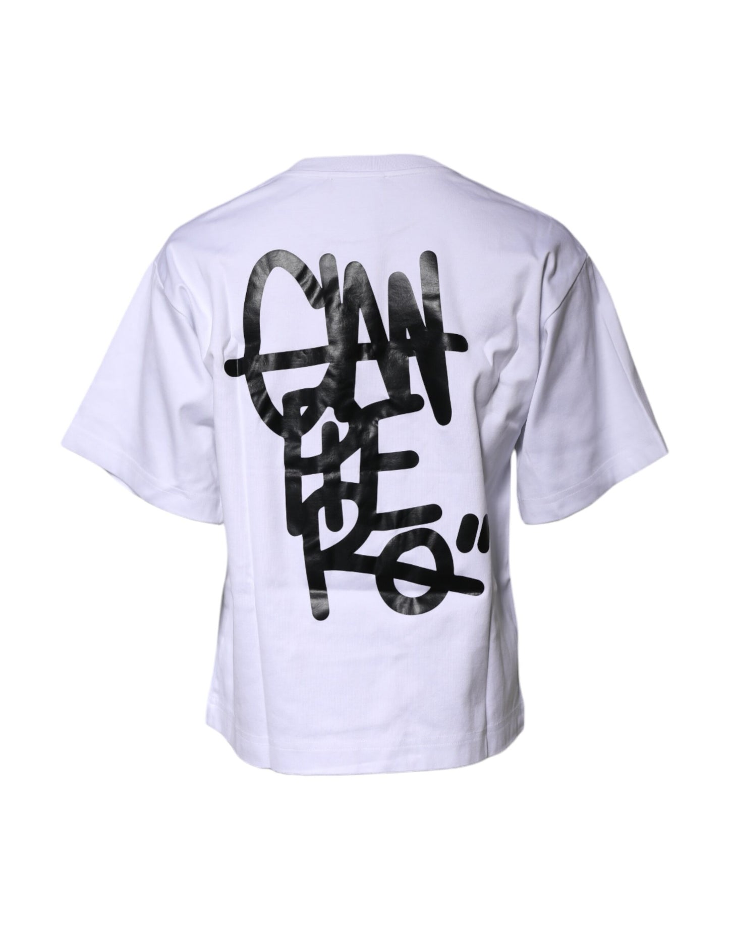 Dolce &amp; Gabbana Vit Mönstrad Bomulls-T-shirt Med Rund Hals