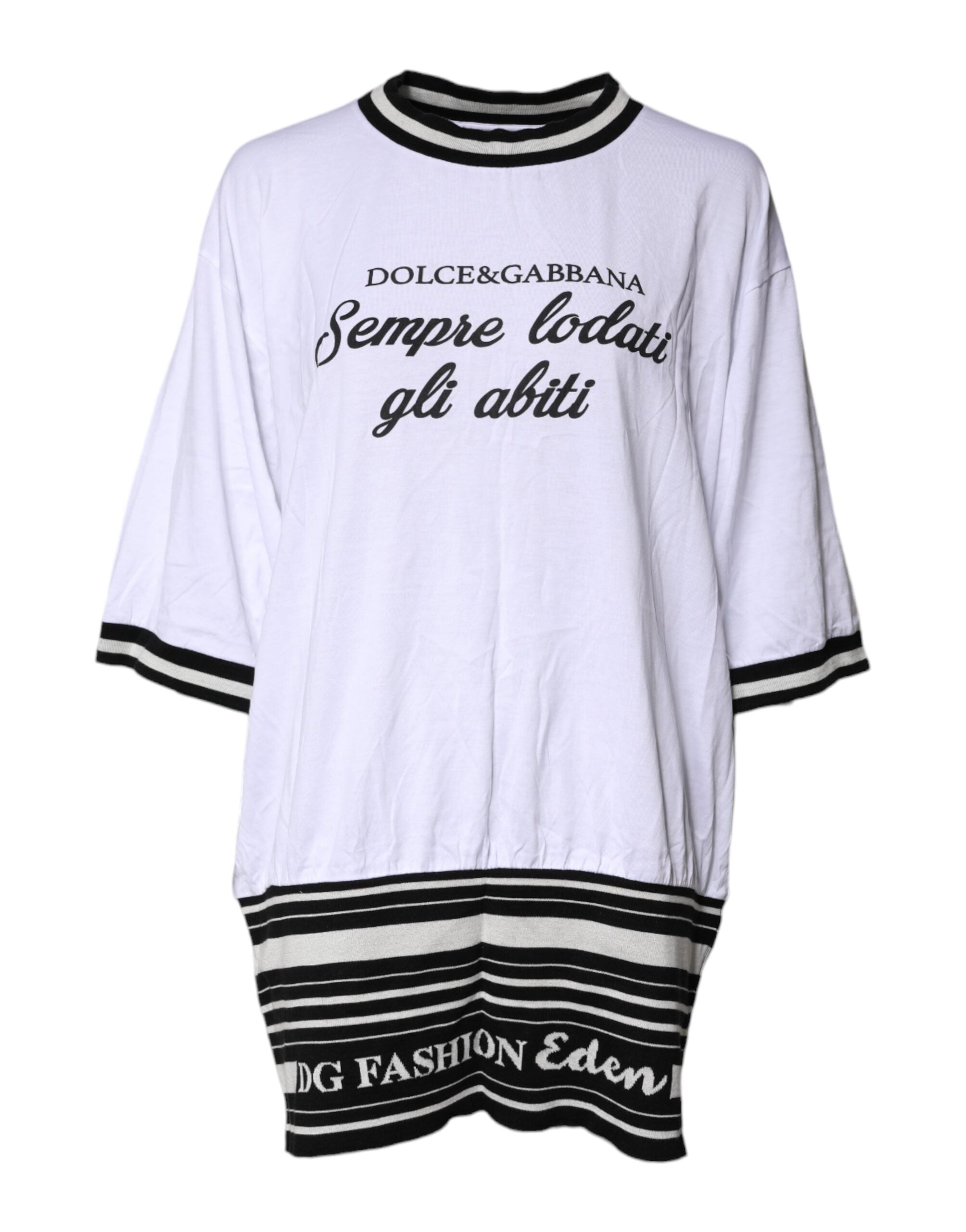Dolce & Gabbana White Cotton DG Fashion Crew Neck Tee T-shirt